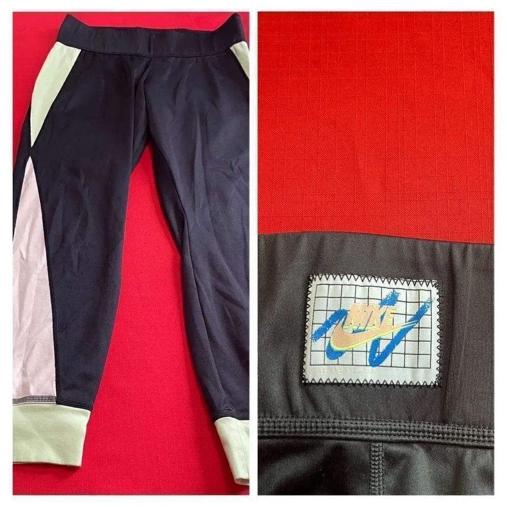 Nike Black Green White Color block Retro Y2K Track Pants Size XL